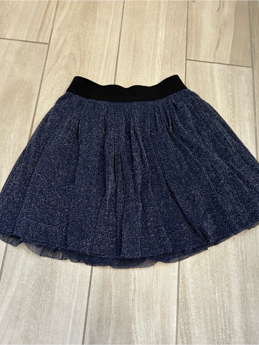 Navy Sparkle Tulle Skirt with Black Waistband girls 5/6